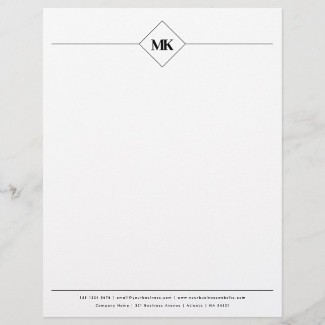 Personalized Monogram Professional Letterhead (Front)