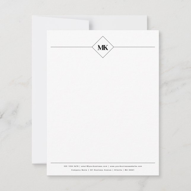 Personalized Monogram Professional  Note Card (Front)