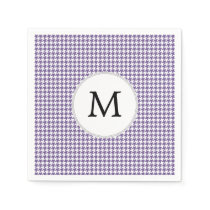 Personalized Monogram Purple Houndstooth Pattern Paper Napkins