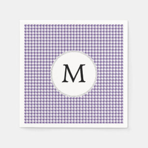 Personalized Monogram Purple Houndstooth Pattern Paper Napkins