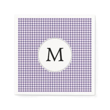 Personalized Monogram Purple Houndstooth Pattern Paper Napkins