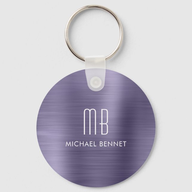 Personalized Monogram Purple  Keychain (Front)