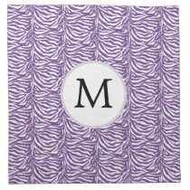 Personalized Monogram Purple Zebra Stripes pattern Napkin