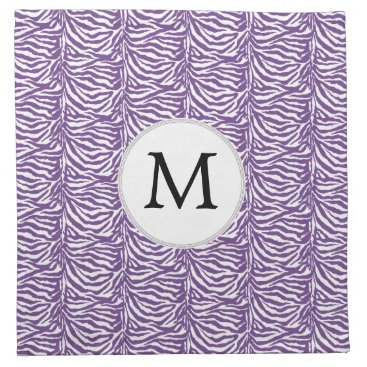 Personalized Monogram Purple Zebra Stripes pattern Napkin
