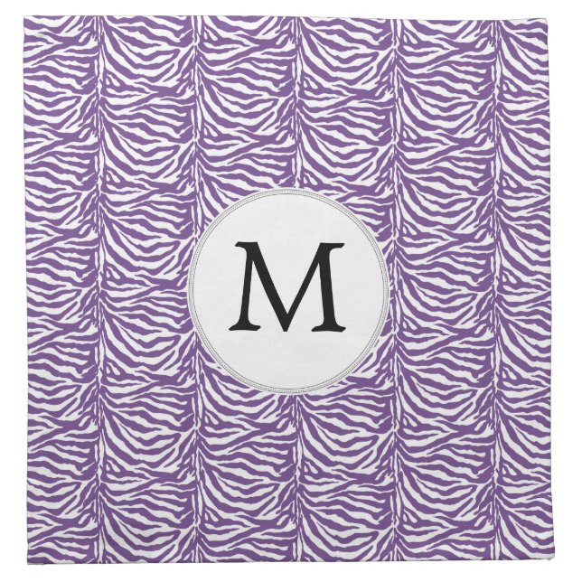 Personalized Monogram Purple Zebra Stripes pattern Napkin (Front)