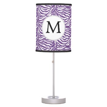 Personalized Monogram Purple Zebra Stripes Pattern Table Lamp by MonogramBoutique at Zazzle