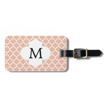 Personalized Monogram Quatrefoil Coral and White Luggage Tag