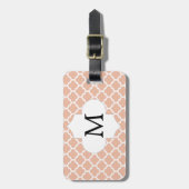 Personalized Monogram Quatrefoil Coral and White Luggage Tag (Front Vertical)