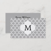 Personalized Monogram Quatrefoil Gray and White Business Card (Front/Back)