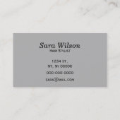 Personalized Monogram Quatrefoil Gray and White Business Card (Back)