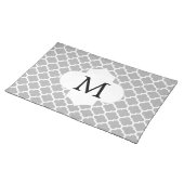 Personalized Monogram Quatrefoil Gray and White Placemat (On Table)