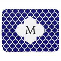 Personalized Monogram Quatrefoil Navy and White Receiving Blanket
