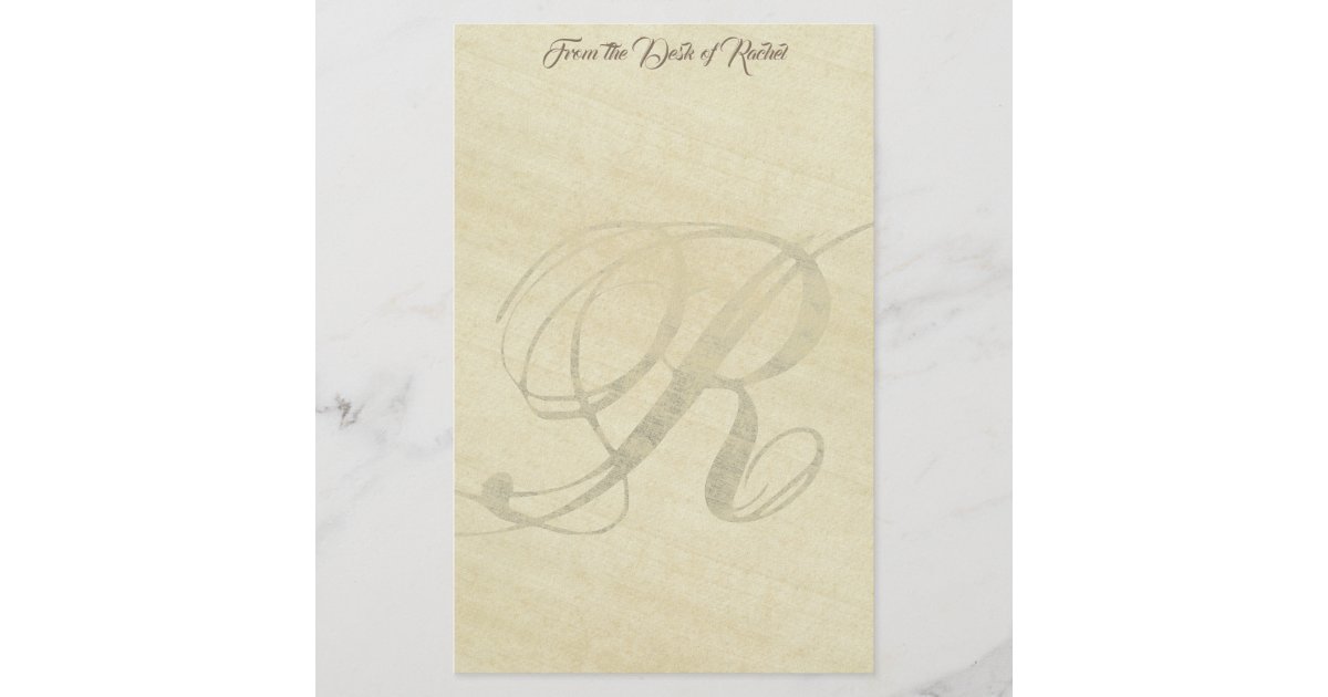 Personalized Monogram R Faux Rice Paper Stationery | Zazzle