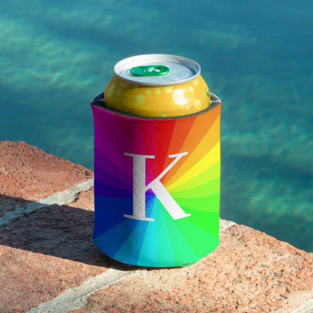 Personalized Monogram Rainbow LGBT Pride Gift  Can Cooler (In Situ Pool)