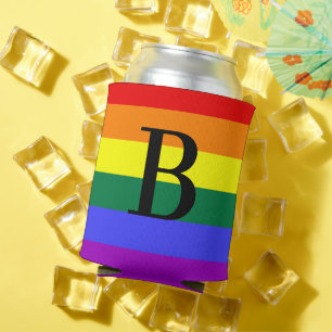 Personalized Monogram Rainbow LGBT Pride Gift Can Cooler
