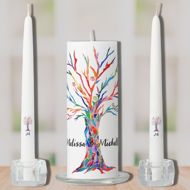 Personalized Monogram Rainbow Wedding  Unity Candle Set (Creator Uploaded)