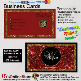 Personalized Monogram Red Gold Glitter QR Code 21 Business Card
