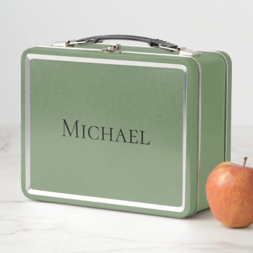 Personalized Monogram Red Green Blue Silver Metal Lunch Box