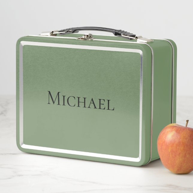 Personalized Monogram Red Green Blue Silver Metal Lunch Box (In Situ)