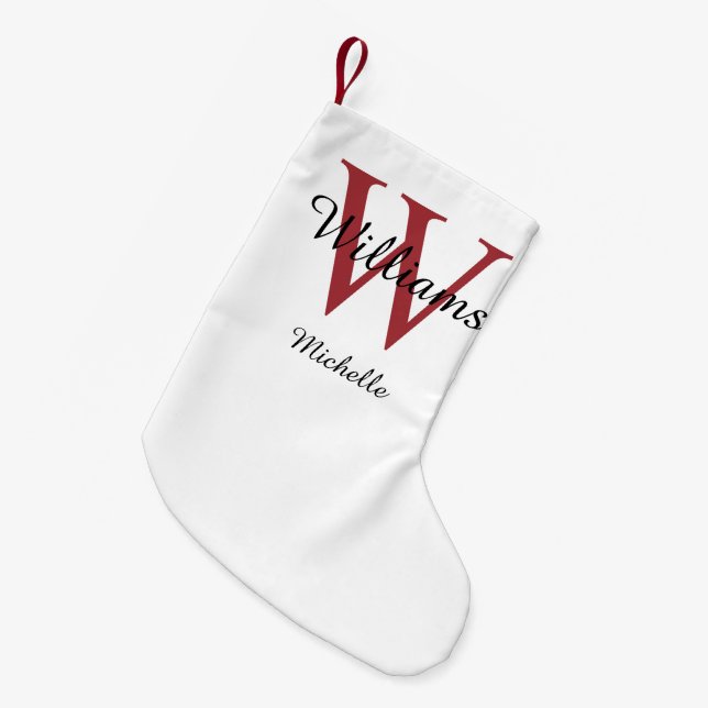 Personalized Monogram Red Small Christmas Stocking (Front (Hanging))