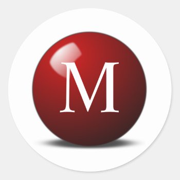Personalized Monogram Red Snooker Ball Sticker by MonogramGalleryGifts at Zazzle