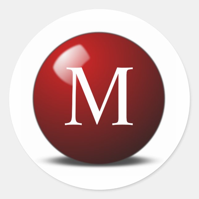 Personalized Monogram Red Snooker Ball Sticker (Front)