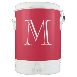 Personalized Monogram Red Sports Tailgate Beverage Cooler