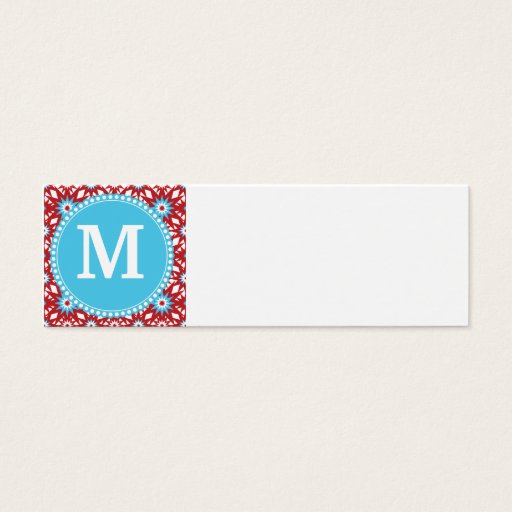 Customizable Personalized Monogram Red Teal Blue Star Pattern Business Card Template