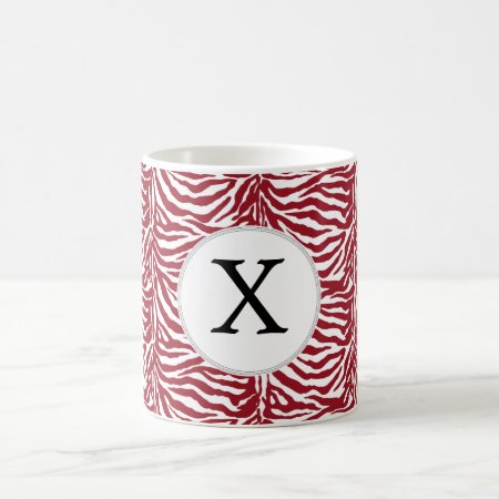 Personalized Monogram Red Zebra Stripes Pattern Coffee Mug