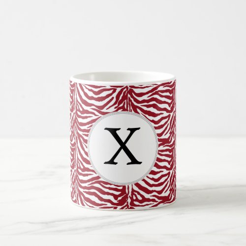 Personalized Monogram Red Zebra Stripes pattern Coffee Mug