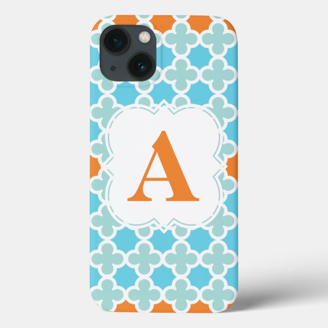 Personalized Monogram Retro Quatrefoil Pattern Case-Mate iPhone Case (Back)