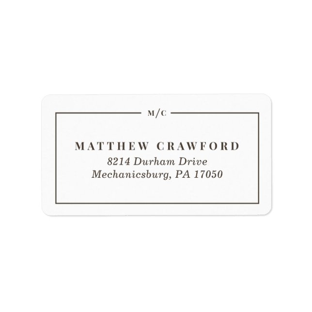 Personalized Monogram Return Address Labels in Bro (Front)