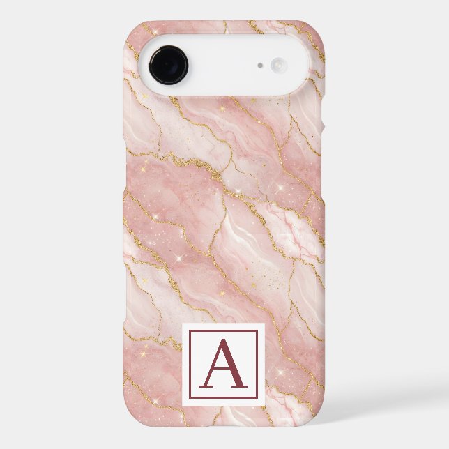 Personalized Monogram Rose Quartz Gold Case-Mate iPhone Case (Back)