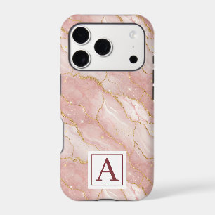 Personalized Monogram Rose Quartz Gold iPhone 17 Pro Case