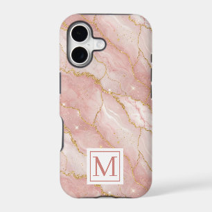 Personalized Monogram Rose Quartz Gold iPhone 17 Case