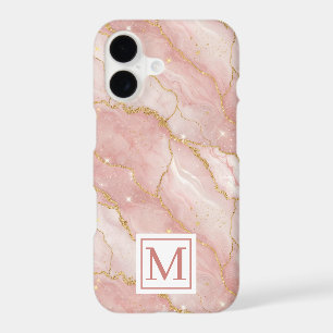 Personalized Monogram Rose Quartz Gold iPhone 17 Case