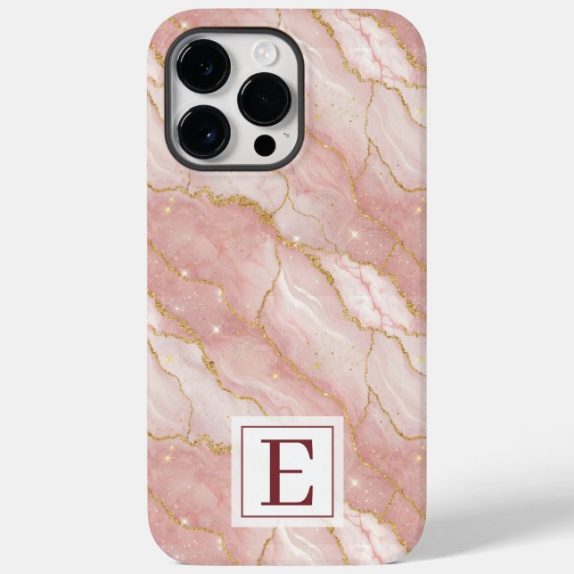 Personalized Monogram Rose Quartz Gold Case-Mate iPhone Case (Back)