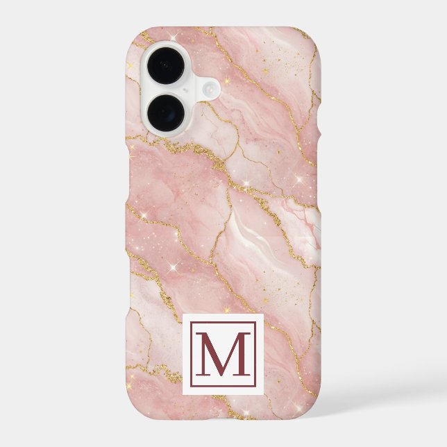 Personalized Monogram Rose Quartz Gold Iphone Case (Back)