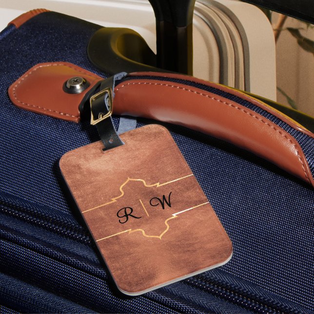 Personalized Monogram Rustic Copper Luggage Tag (Creator Uploaded)