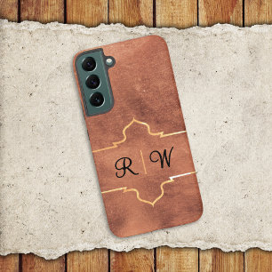 Personalized Monogram Rustic Copper Samsung Galaxy S22+ Case