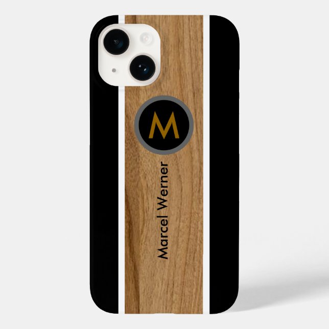 Personalized Monogram Rustic Wood Black Case-Mate iPhone Case (Back)