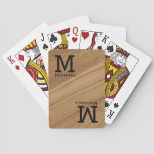 Personalized Monogram Rustic Wood Poker Player Cards