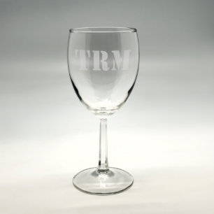 Personalized Monogram Sand Etched Wine Glass