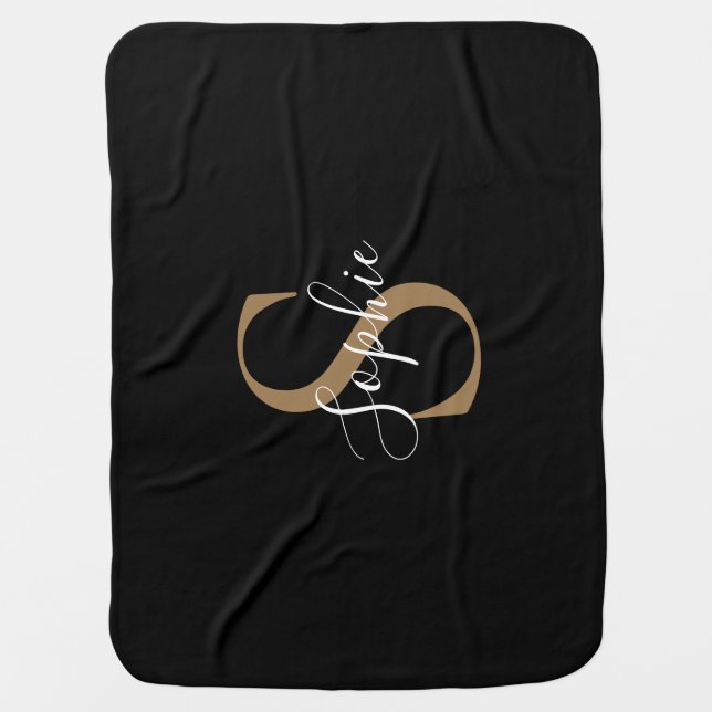 Personalized Monogram Script Elegant Customized  Baby Blanket (Front)