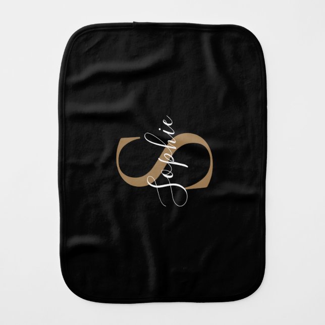 Personalized Monogram Script Elegant Customized  Baby Burp Cloth (Front)