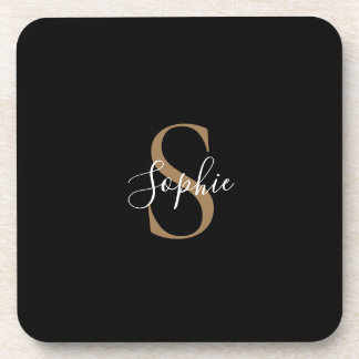 Personalized Monogram Script Elegant Customized Beverage Coaster