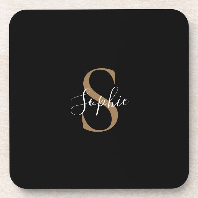 Personalized Monogram Script Elegant Customized  Beverage Coaster (Front)