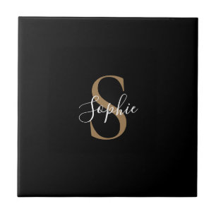 Personalized Monogram Script Elegant Customized Ceramic Tile