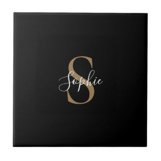 Personalized Monogram Script Elegant Customized Ceramic Tile