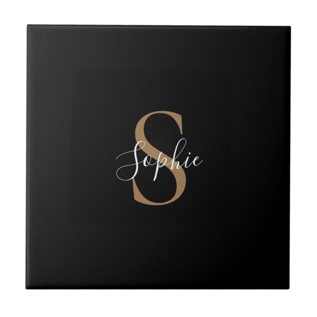 Personalized Monogram Script Elegant Customized  Ceramic Tile (Front)